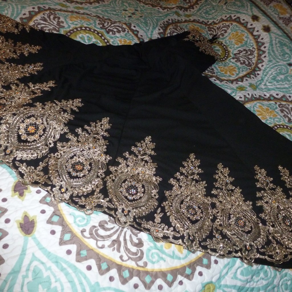 Dancing Queen Elegant Strapless Hi Low Formal Dress Golden / Rhinestone - Xs
